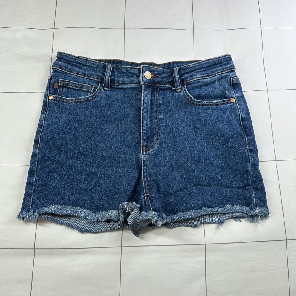 Judy Blue Denim Shorts Womens Large Cut Off High Rise 5 Pocket Stretch Casual